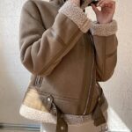 Beige Leather Coat-Women
