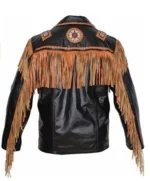 Cowboy Fringe & Beaded Leather Jacket - Image 2