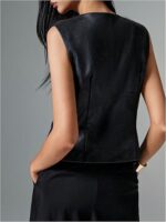 Black Women Leather Vest - Image 2